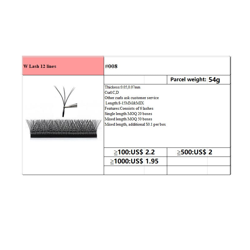 #008 W Lash 12 lines