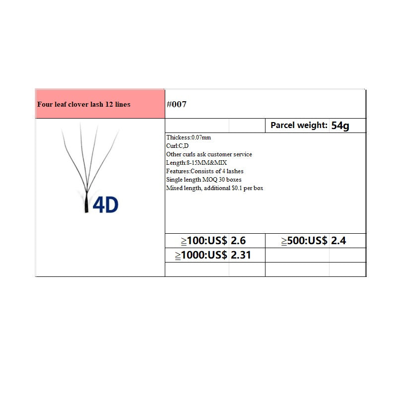 #007 Four leaf clover lash 12 lines