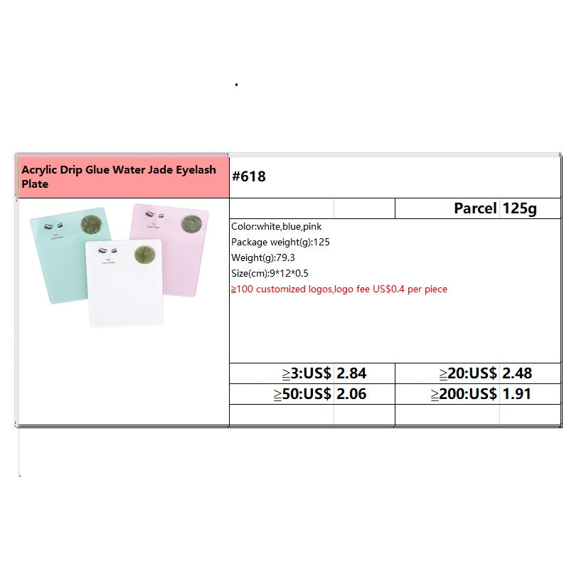 #618 Acrylic Drip Glue Water Jade Eyelash Plate