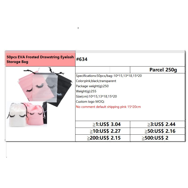 #634 50pcs EVA Frosted Drawstring Eyelash Storage Bag