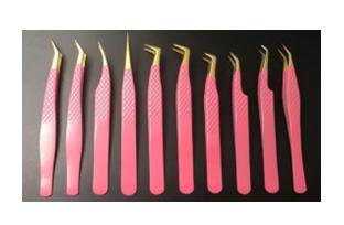 #514 Red lacquer reticulated gold tweezers 34