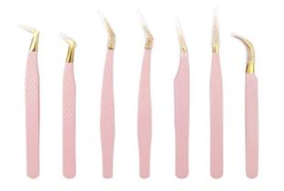 #649 Tweezers 42 Pink and Gold Mesh Tweezers