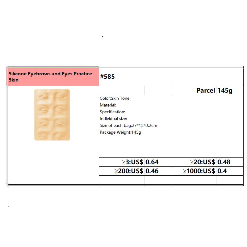 #585 Silicone Eyebrows and Eyes Practice Skin
